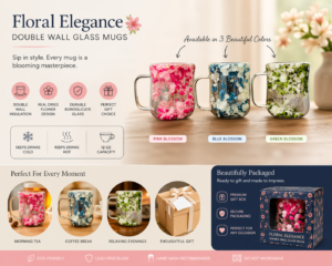 Double Wall Glass Cups Dried Flower Filler Glass Cups Heat Resistant Tea Cups Glass Beverage Glasses Tea Mugs